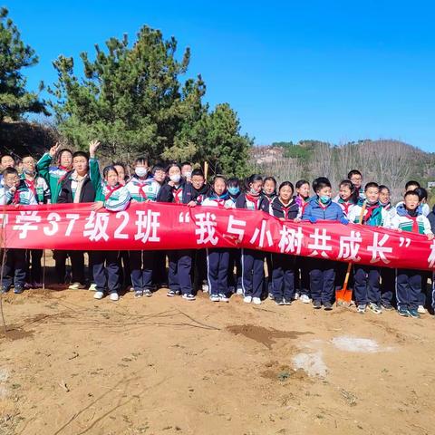 相逢植树节，爱在春天里——37级2班“我与小树共成长”