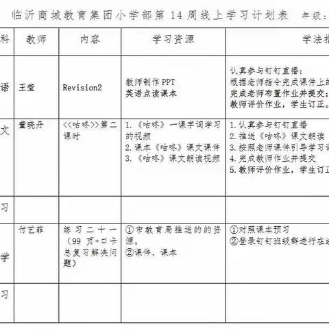 一年级停课不停学，商城在行动！——5月15日任务清单