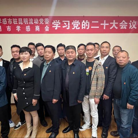 中共孝感市驻昆流动党委、昆明市孝感商会联合组织党员、会员认真学习宣传贯彻落实党的二十大精神