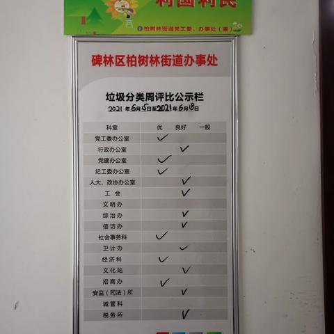 碑林区柏树林街道办垃圾分类推进月支撑材料