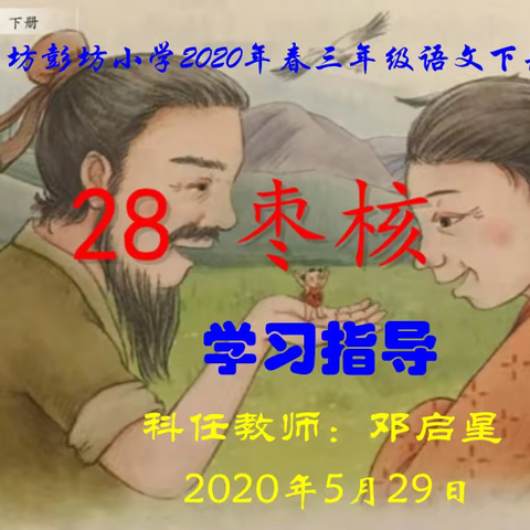 长汀县童坊彭坊小学2020年春三年级语文下册第八单元《28、枣核》学习指导