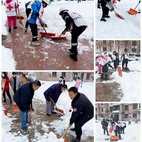 彩旺社区组织志愿者除冰雪  为居民开辟暖心出行路