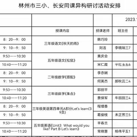 在分享中推进  在教研中成长——林州市第三小学和林州市长安小学同课异构展示课