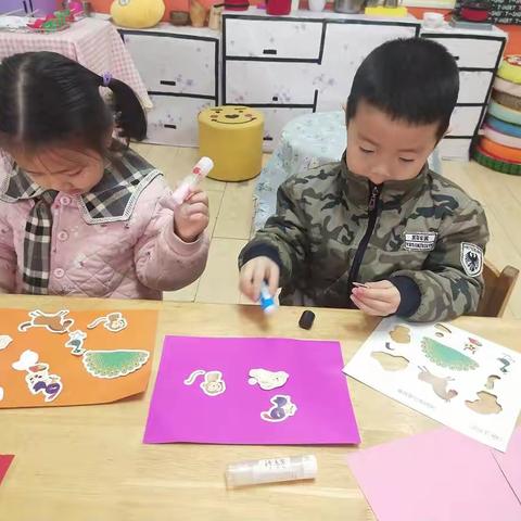 帮小动物找尾巴——肥城市实验幼儿园桃花八班手工活动