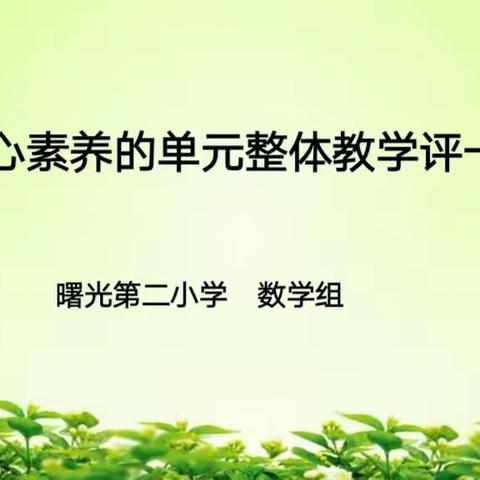 立足新课标  践行教学评一体化——曙光第二小学数学组校本教研活动