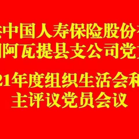 中共中国人寿保险股份有限公司阿瓦提县支公司党支部组织生活会暨党员民主评议大会