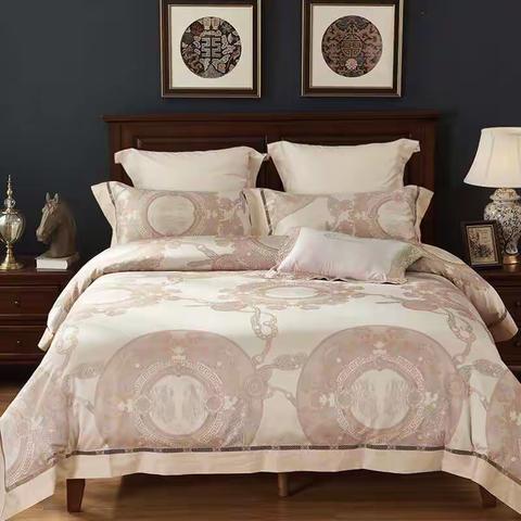 〖103〗2017新款全棉120支色织大提花高端四件套样板房别墅床上用品