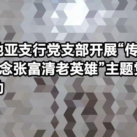 梅地亚支行党支部开展传承--纪念张富清老英雄”主题党日活动