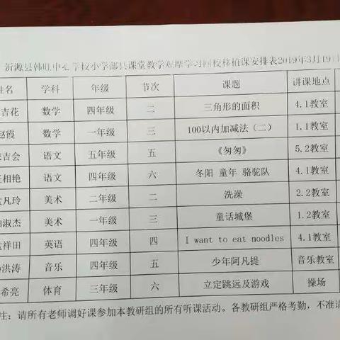 县课堂教学观摩学习回校移植课