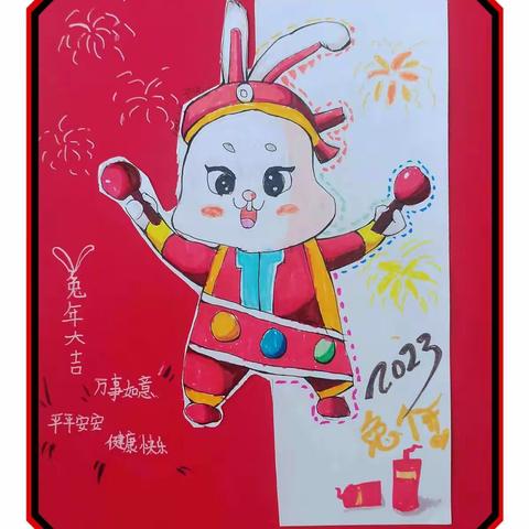 萌兔年画