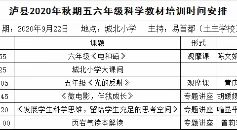 泸县2020秋数学与科学融合教学研讨