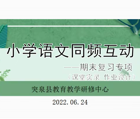 笃行不倦促教研，高效复习迎期末——突泉县小学语文学科关于“期末复习与作业设计”同频互动活动纪实