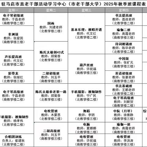 驻马店市直老干部活动学习中心（市老干部大学）2025年秋季学期开学通知！