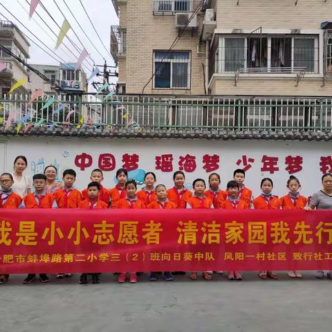 红领巾进社区，清洁家园我先行——合肥市蚌埠路第二小学三（2）中队开展雏鹰假日志愿服务活动