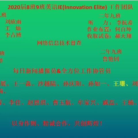 2020届八班九班每日英语新闻播报，-- 信息技术与教学融合 培养中学生完美人格