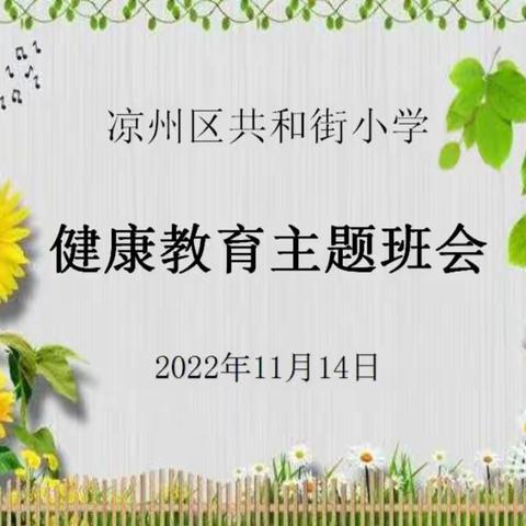 守护童心   呵护健康——凉州区共和街小学健康教育主题班会