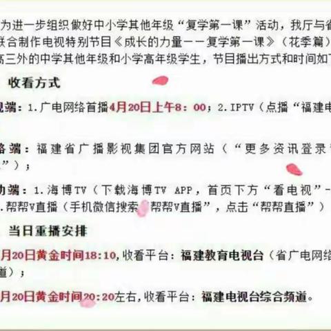 金山双语小学：组织学生观看《复学第一课——成长的力量》（花季篇）