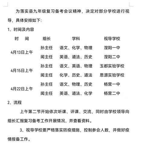 视导明方向，践行促提升----镇平县九年级复习备考教学视导活动纪实