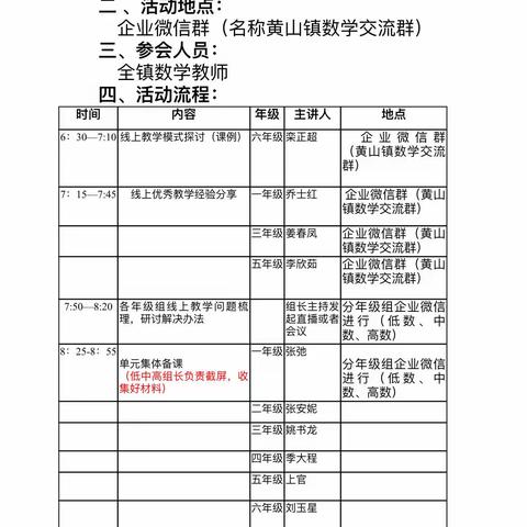 【灵秀黄小·教研】线上教学 以研促教—黄山镇中心小学数学线上研讨暨集体备课活动