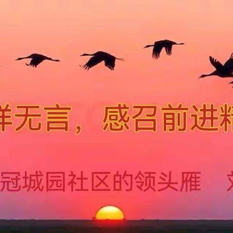 榜样无言 感召前进精神             （冠城园社区的领头雁）