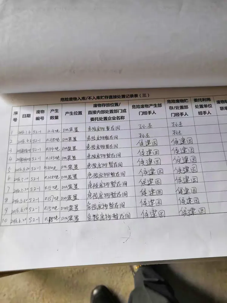 查看台帐记录。