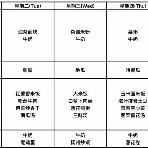 凤岭街道幼儿园本周食谱（9.19-9.23）