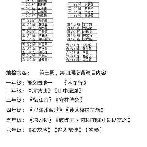 熟读成诵 厚积薄发——瀍河一实小语文“必背篇目”检测活动（二）