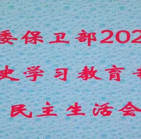 集团公司政法委保卫部召开2021年度党员领导人员党史学习教育专题民主生活会暨支委组织生活会