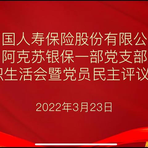 银保一部党支部组织生活会暨党员民主评议会议动态