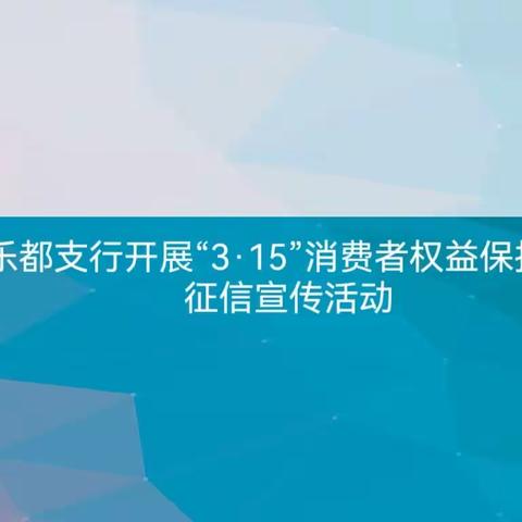 工行乐都支行开展“3·15”消费者权益保护之征信知识宣传活动