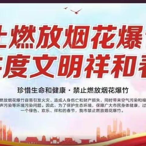 《宣传禁止燃放烟花爆竹、禁止燃秸秆垃圾》——从我做起！界河镇丁庄小学五年级一班