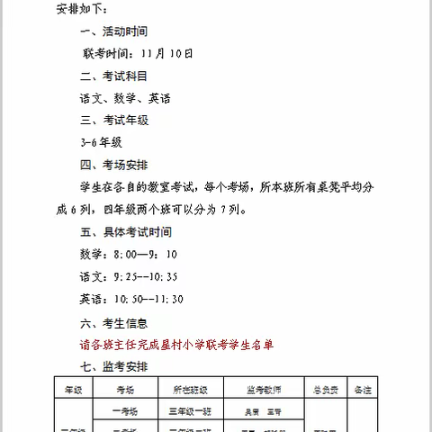 不负光阴，砥砺前行  —星村小学迎战期中组织联考活动
