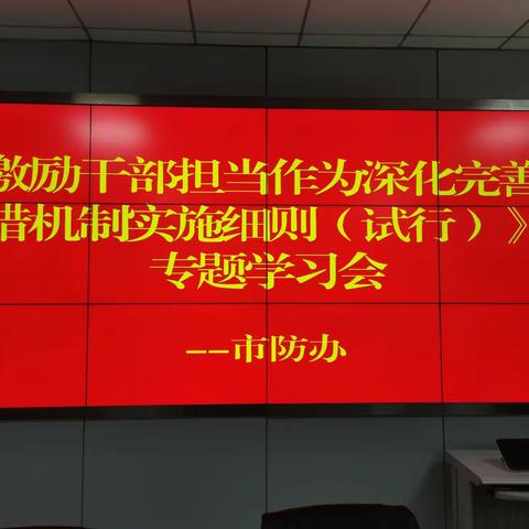 市防办党支部组织开展学习《激励干部担当作为深化完善容错机制实施细则（试行）》活动