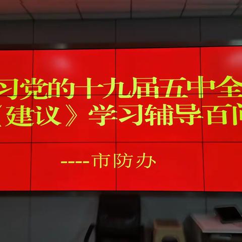 市防办组织开展专题学习党的十九届五中全会《建议》学习辅导百问读本活动