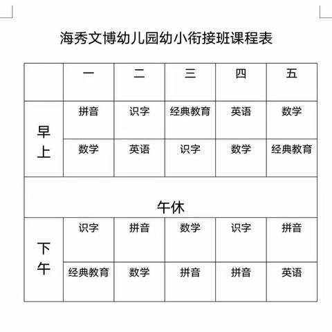 海秀文博幼儿园幼小衔接课程－－孩子一生的基石