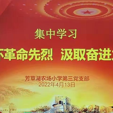 【芳新教育集团】芳草湖农场小学第三党支部开展 “缅怀革命先烈  汲取奋进力量”集中学习活动