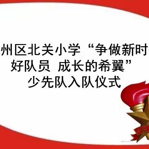 兖州区北关小学 传承红色基因——“争做新时代好队员  成长的希翼”少先队入队仪式