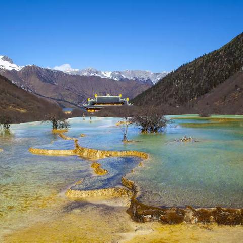 甘川滇揽胜-6.黄龙沟雪山彩池