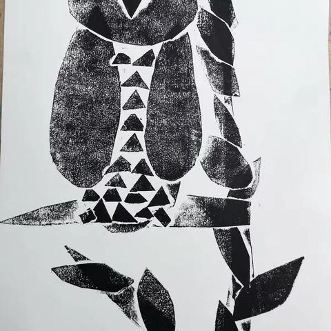 纸版画——猫头鹰