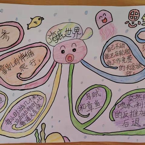 驿马小学三（4）班《海底世界》思维导图作品展示