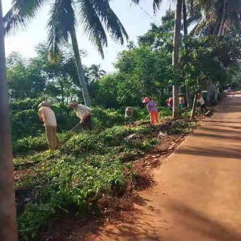 2019年9月15日永群村委会组织保洁员、村两委和乡村振兴工作队在潭冲村搞卫生