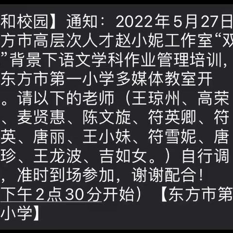 聆听专家讲座，助力教师专业成长——记东方市第六小学参加东方市高层次人才赵小妮工作室开展“双减”背景下语文