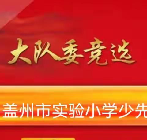 勇于挑战和体验 绽放生命之精彩       ——盖州市实验小学少先队大队委竞选活动