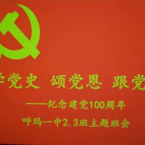 呼玛一中二年三班“学党史  颂党恩    跟党走”主题教育班会