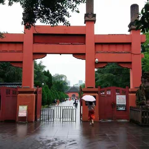今天天上下着蒙蒙细雨，我们堪称雨中漫步参观了武侯祠，唯一遗憾的是三义庙整修。然后漫步在锦里长街。