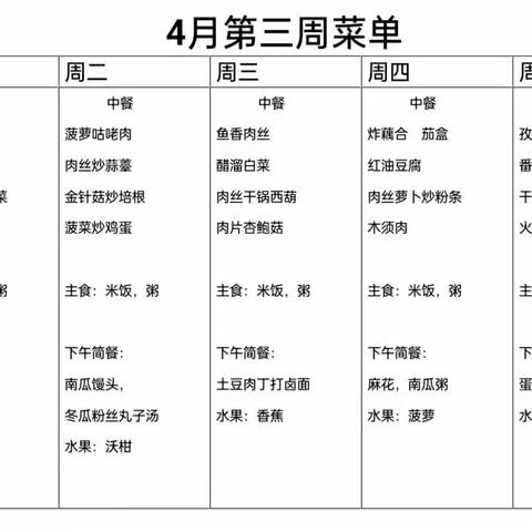 欢乐岛第三周菜单