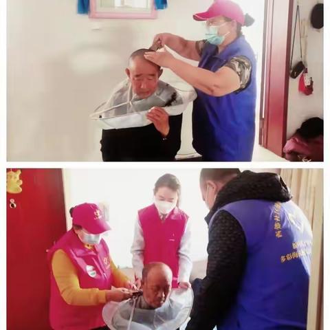 二月二龙抬头、西郊社区妇联与旗团委组织巾帼志愿者免费为辖区老人理发