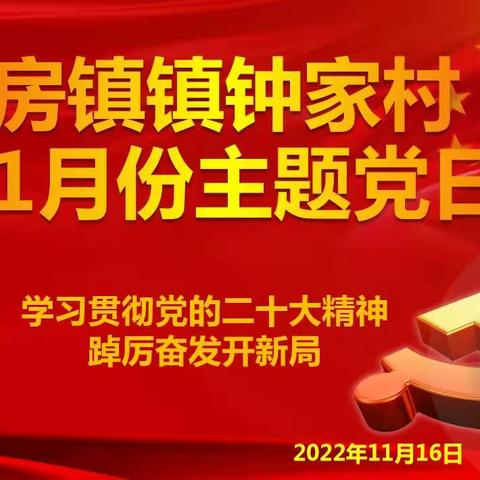 房镇镇钟家村党支部开展11月份“学习贯彻党的二十大精神 踔厉奋发开新局 ”主题党日活动