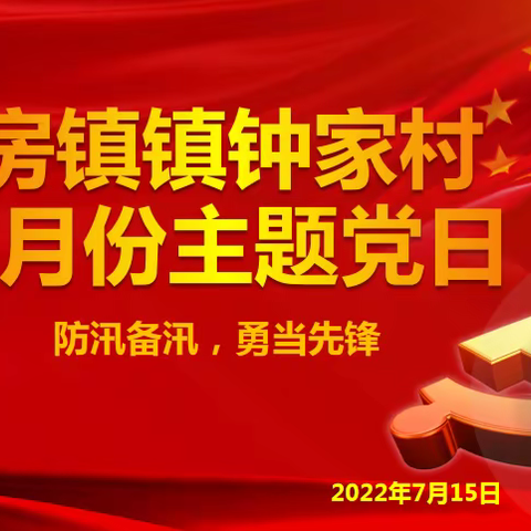 钟家村党支部开展7月份“防汛备汛，勇当先锋”主题党日活动