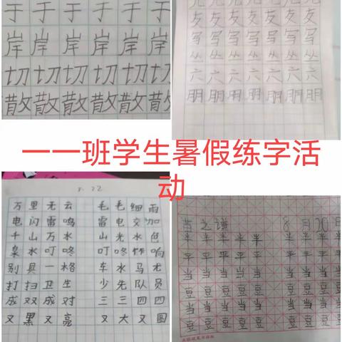 开发区达驰实验小学一年级学生暑假读书练字活动